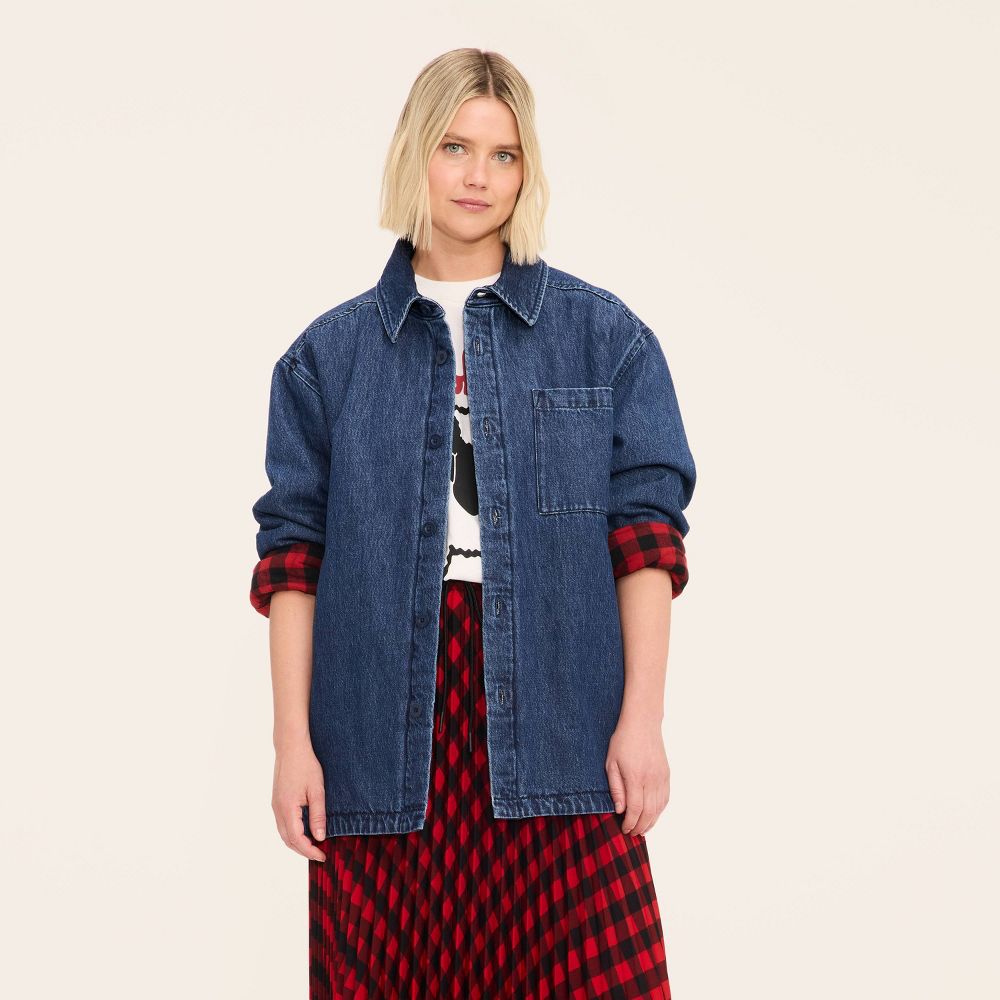 New - Adult Denim Shacket - Woolrich x Target Dark Wash Denim XXL