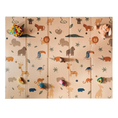 New - Nuby Reversible Baby Play Mat Soft Lightweight Foam Foldable - Safari