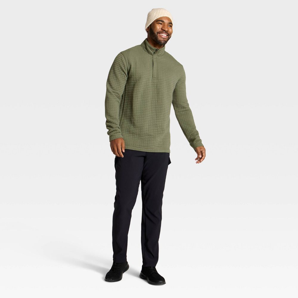 New - Men's Quilted Fleece 1/2 Zip Pullover Sweatshirt - All In Motion™ Olive Green M