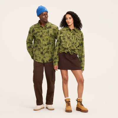 New - Adult Long Sleeve Toile Print Flannel Button-Down Shirt - Woolrich x Target Green S