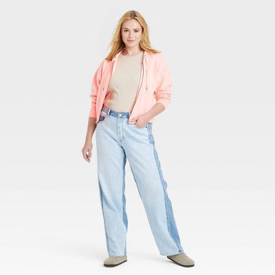 New - Women's Mid-Rise 90's Baggy Two Tone Jeans - Universal Thread Universal ThreadBullseye Deals