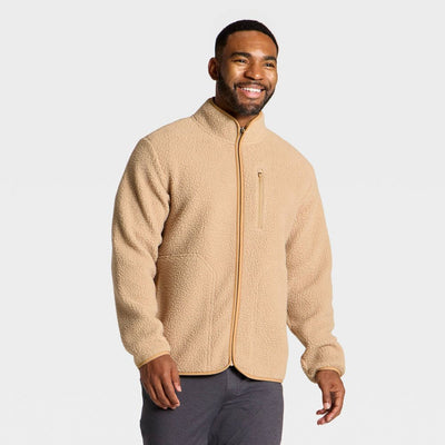 Open Box - Men's High Pile Fleece Full Zip Sweatshirt - All In Motion™ Sand L