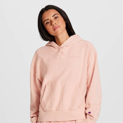 New - Champion Women's Vintage Wash Fleece Hooded Sweatshirt - Pink M