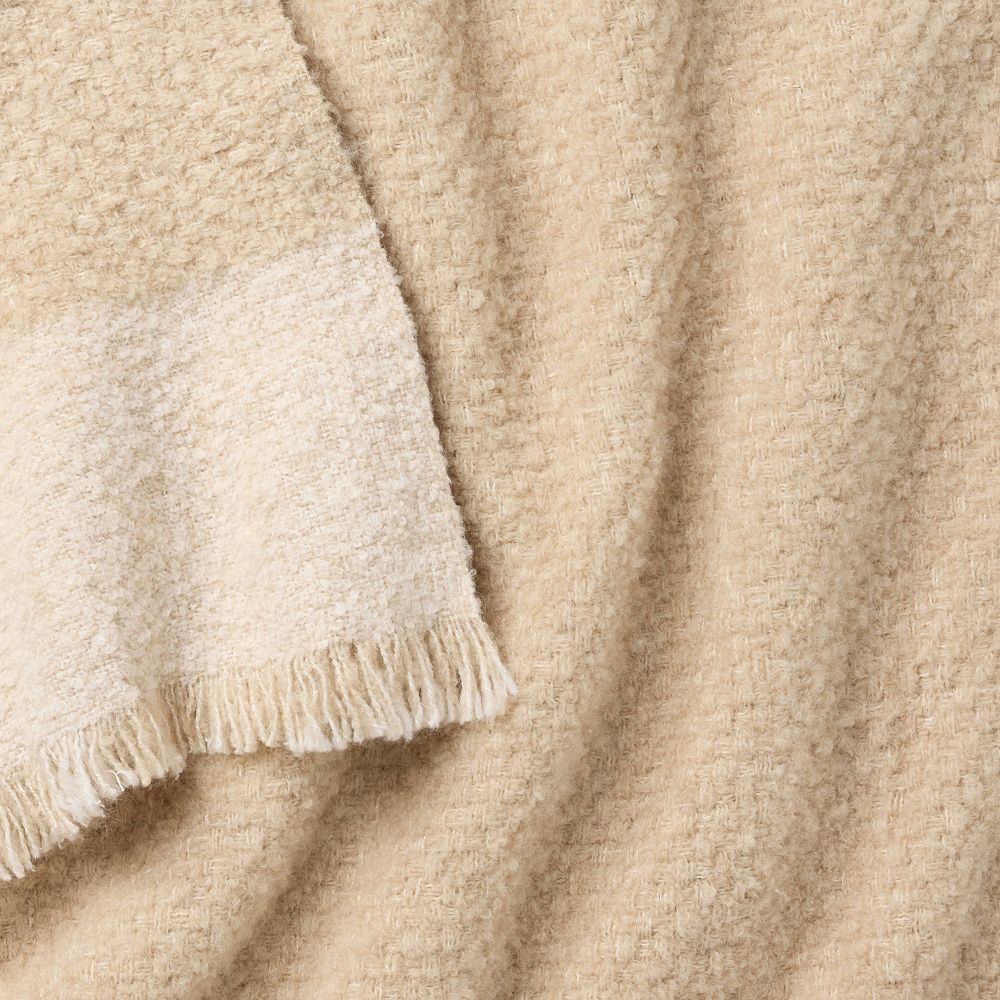 New - 50"x60" Tonal Woven Boucle Throw Blanket Cream - Threshold™ designed with Studio McGee