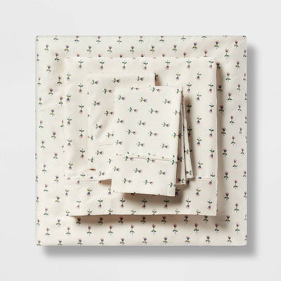 New - Twin/Twin XL Printed Performance 400 Thread Count Sheet Set Tulip Toss - Threshold™: Cotton Sateen, Elastic Corners, OEKO-TEX Certified