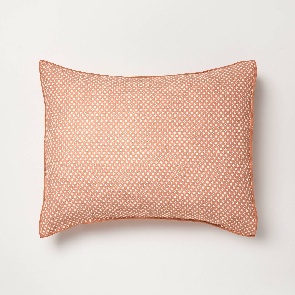 New - 3pc Full/Queen Block Pattern Comforter Set Rust - Hearth & Hand™ with Magnolia