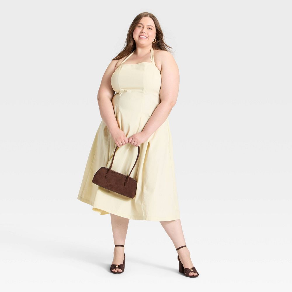 New - Women's Midi Halter Dress - A New Day™ Cream 2X