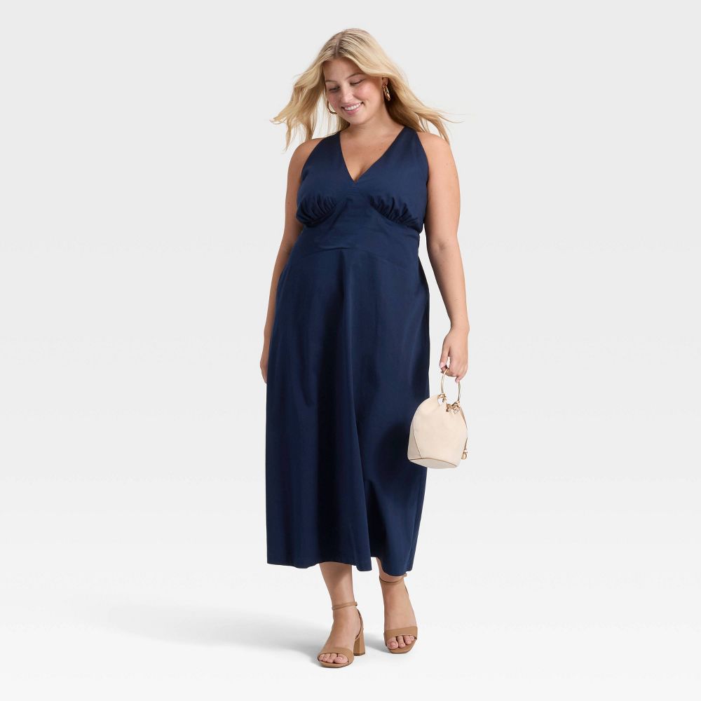 New - Women's Open Back Maxi Dress - A New Day™ Navy 2X