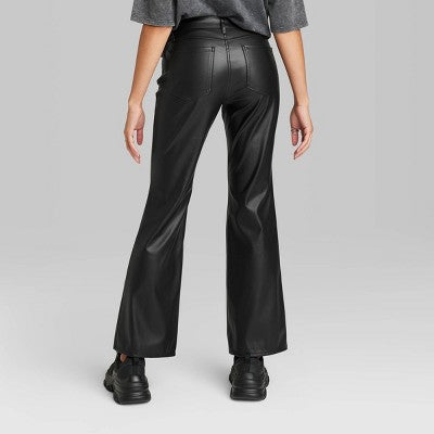 Wild Fable Women's Low Rise Flare Classic Faux Leather Pants Wild FableBullseye Deals