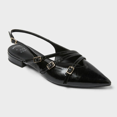 Women's Twiggy Multi Buckle Mini Heel Flats with Memory Foam Insole - A New Day