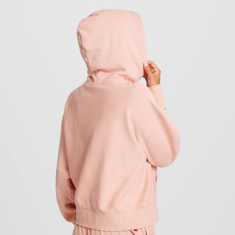 New - Champion Women's Vintage Wash Fleece Hooded Sweatshirt - Pink M