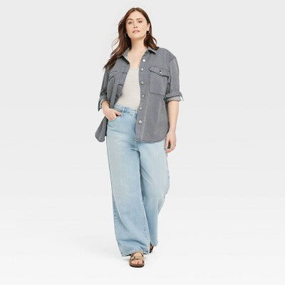 New - Universal Thread Women's High Waisted Wide Leg Cropped High-Rise Jeans, Light Wash Universal ThreadBullseye Deals