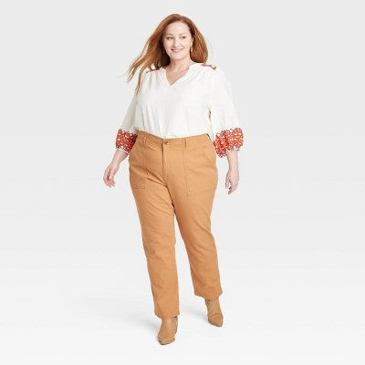 Open Box - Knox Rose Womens Plus Classic Straight Leg Full Pants Lightweight Knox RoseBullseye Deals