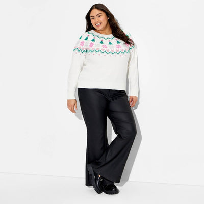 New - Women's Holiday Fair Isle Festive Graphic Sweater - 2X