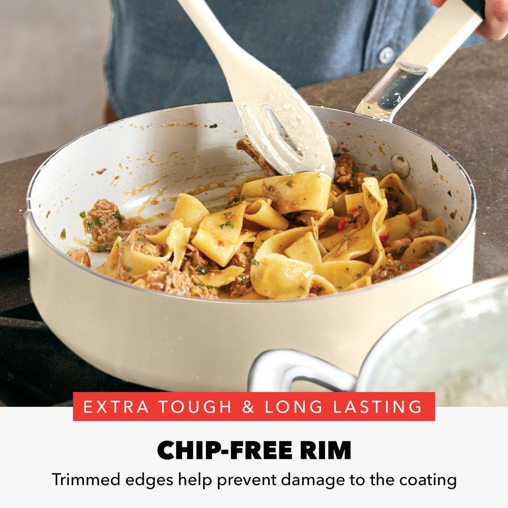 New - Bobby Flay 12pc Ceramic Nonstick Aluminum Cookware Set Cream