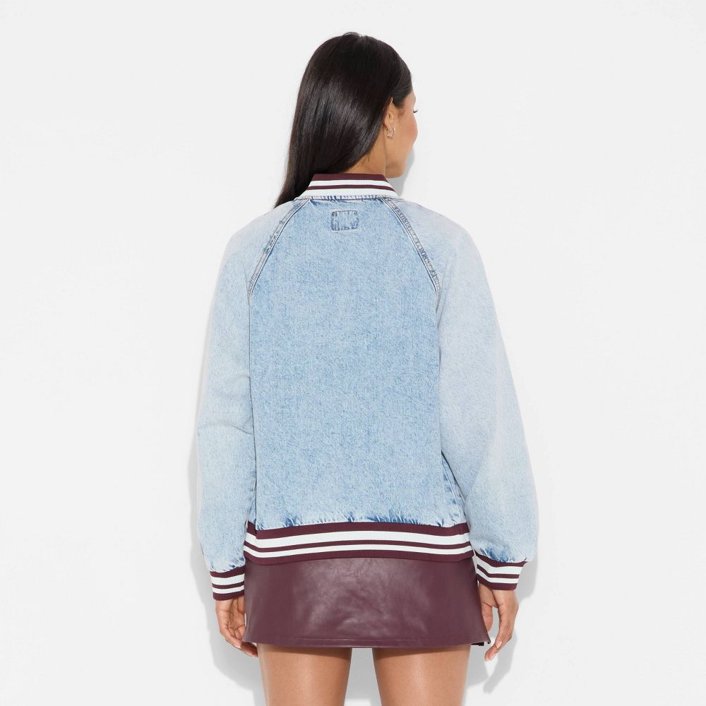 New - Women's Denim Varsity Jacket - Wild Fable™ Medium Wash S