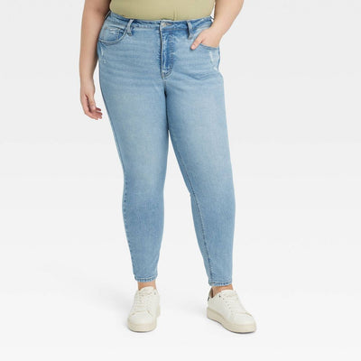 New - Women's High-Rise Skinny Jeans - Ava & Viv™ Light Wash 30: Stretch Denim, Plus Size