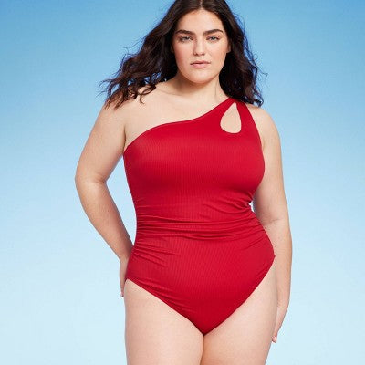New - Shade & Shore Women's One Shoulder One Piece Swimsuit Cut Out Bathing Suit Shade & ShoreBullseye Deals