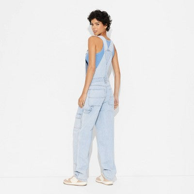 Open Box - Women's Baggy Denim Overalls - Wild Fable Light Wash M Wild FableBullseye Deals