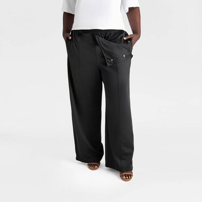 New - KBB by KAHLANA Women's Mid-Rise Straight Leg 'The Convertible Track Pant' - Black XXL