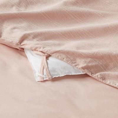 New - Threshold Cotton Duvet Cover Set Chalk Stripe Zipper Closure ThresholdBullseye Deals