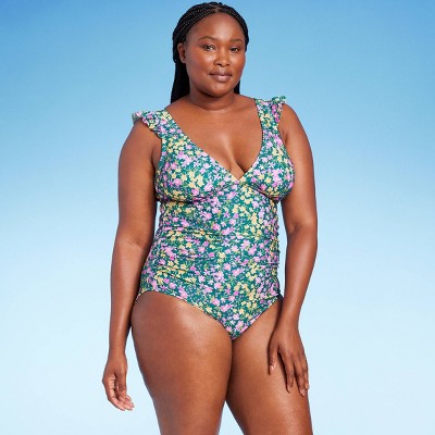 New - Kona Sol Women's Ruched One Piece Swimsuit Full Coverage Swimwear Kona SolBullseye Deals