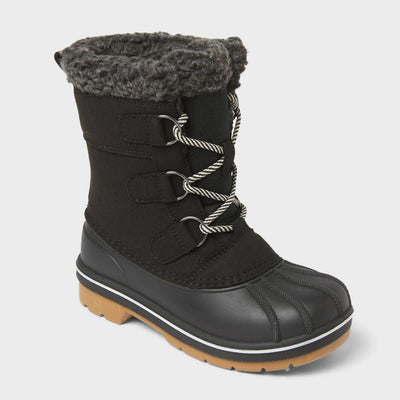 New - Kids' Kit Easy-On Winter Boots - Cat & Jack™ Black 13
