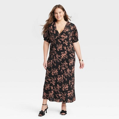 New - A New Day Women's Crepe Flutter Short Sleeve Midi Dress A New DayBullseye Deals