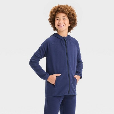 All In Motion Kids Full Zip Hooded Waffle Knit Sweatshirt Length Zipper All in MotionBullseye Deals