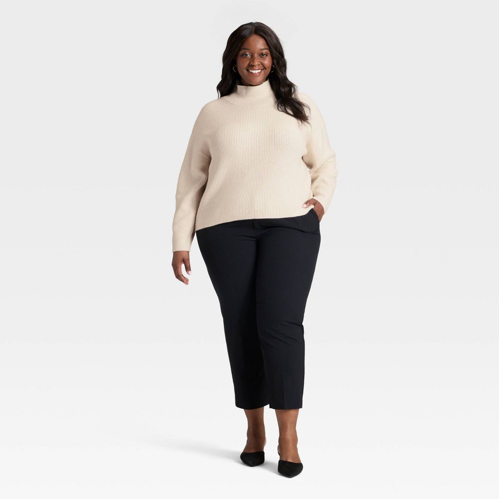 New - Women's Funnel Pullover Sweater - A New Day™ Oatmeal 3X
