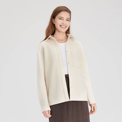 New - Women's Long Sleeve Faux Suede Western Button-Down Shirt - Universal Thread™ Ivory XL