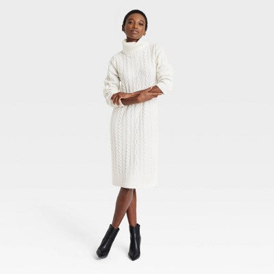A New Day Women's Turtleneck Long Sleeve Winter Midi Sweater Dress A New DayBullseye Deals