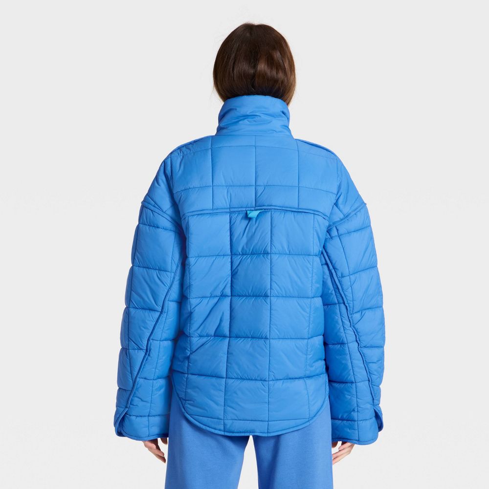 New - Women's Oversized Quilted Puffer Jacket - JoyLab™ Vibrant Blue S