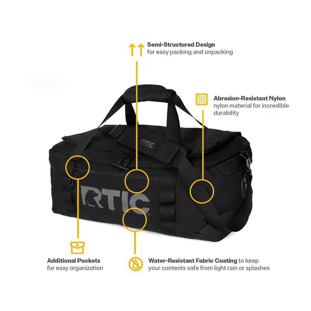 Open Box - RTIC Outdoors Medium Carry On Structured Collapsible Duffel Bag - Black