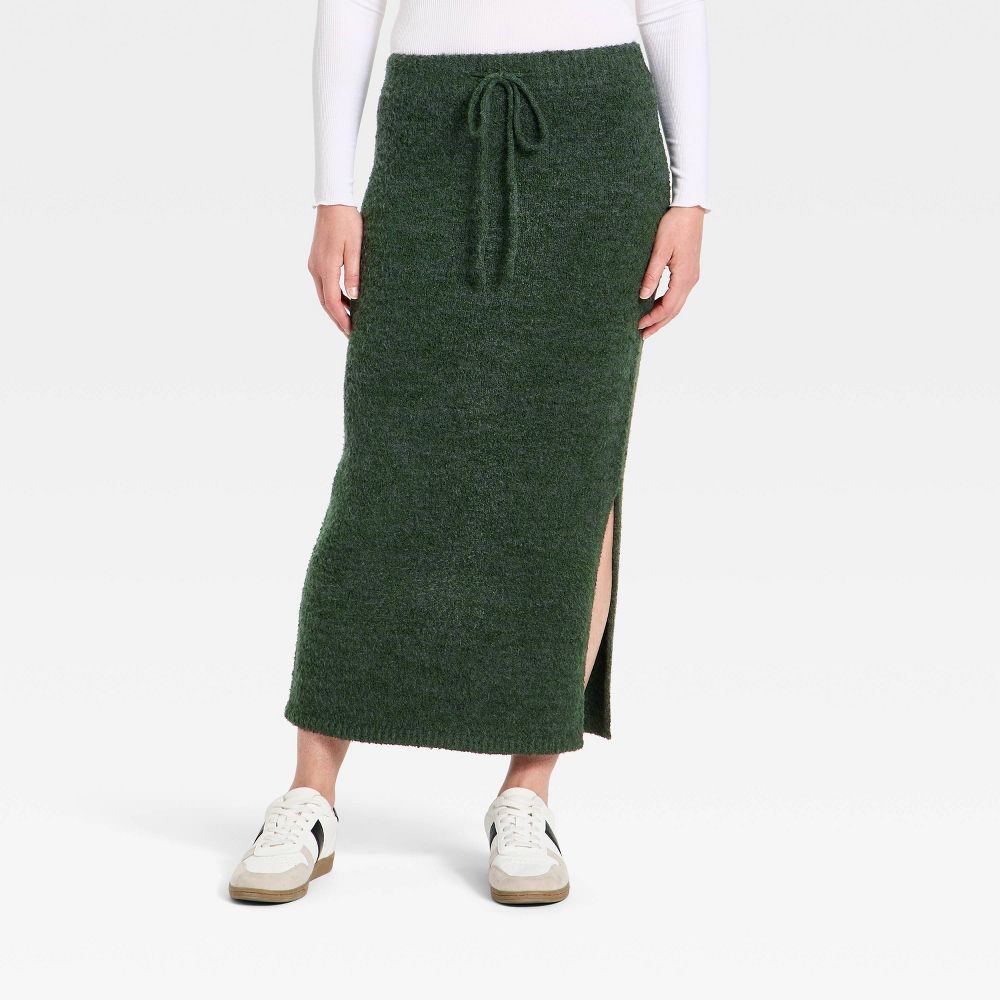Open Box - Women's Boucle Maxi Sweater Pencil Skirt - Universal Thread™ Dark Green L