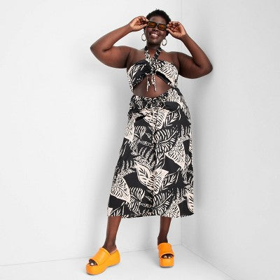 Women's Botanical Tie-Front Flowy Midi Skirt - Future Collective with Alani Noelle Future Collective with Alani NoelleBullseye Deals