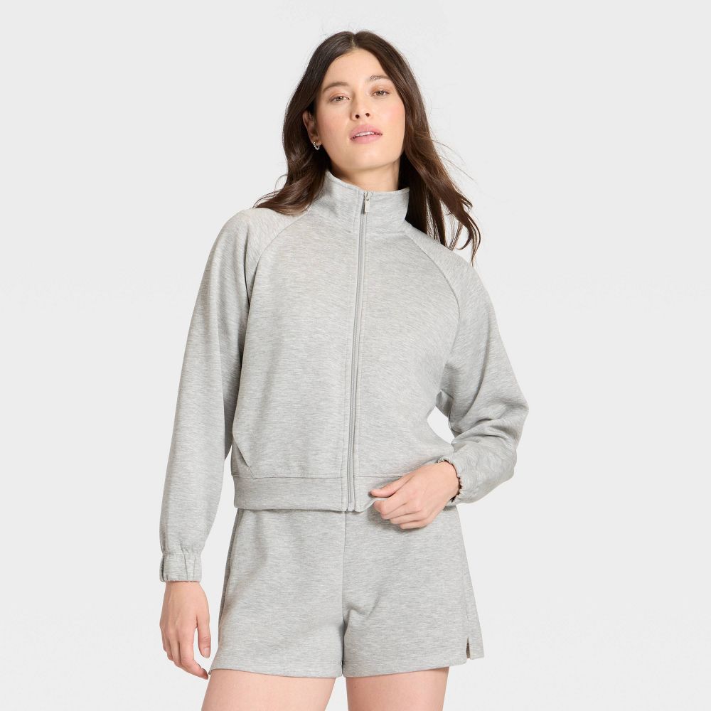 New - Women's Airy Sleek Full Zip Jacket - All In Motion™ Heathered Gray XL