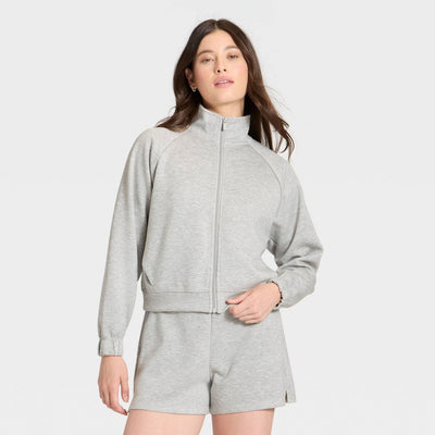New - Women's Airy Sleek Full Zip Jacket - All In Motion™ Heathered Gray XL