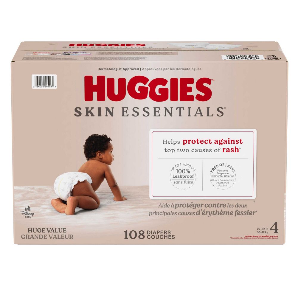 New - Huggies Skin Essentials Luxury Diapers  - Size 4 - 108ct