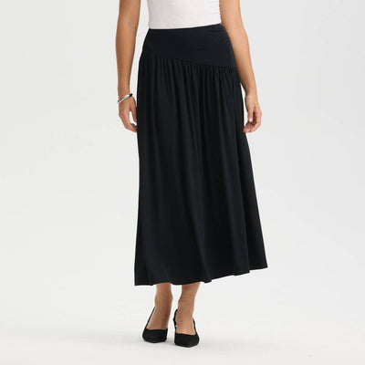New - Women's Ruched Midi A-Line Skirt - A New Day™ Black XS