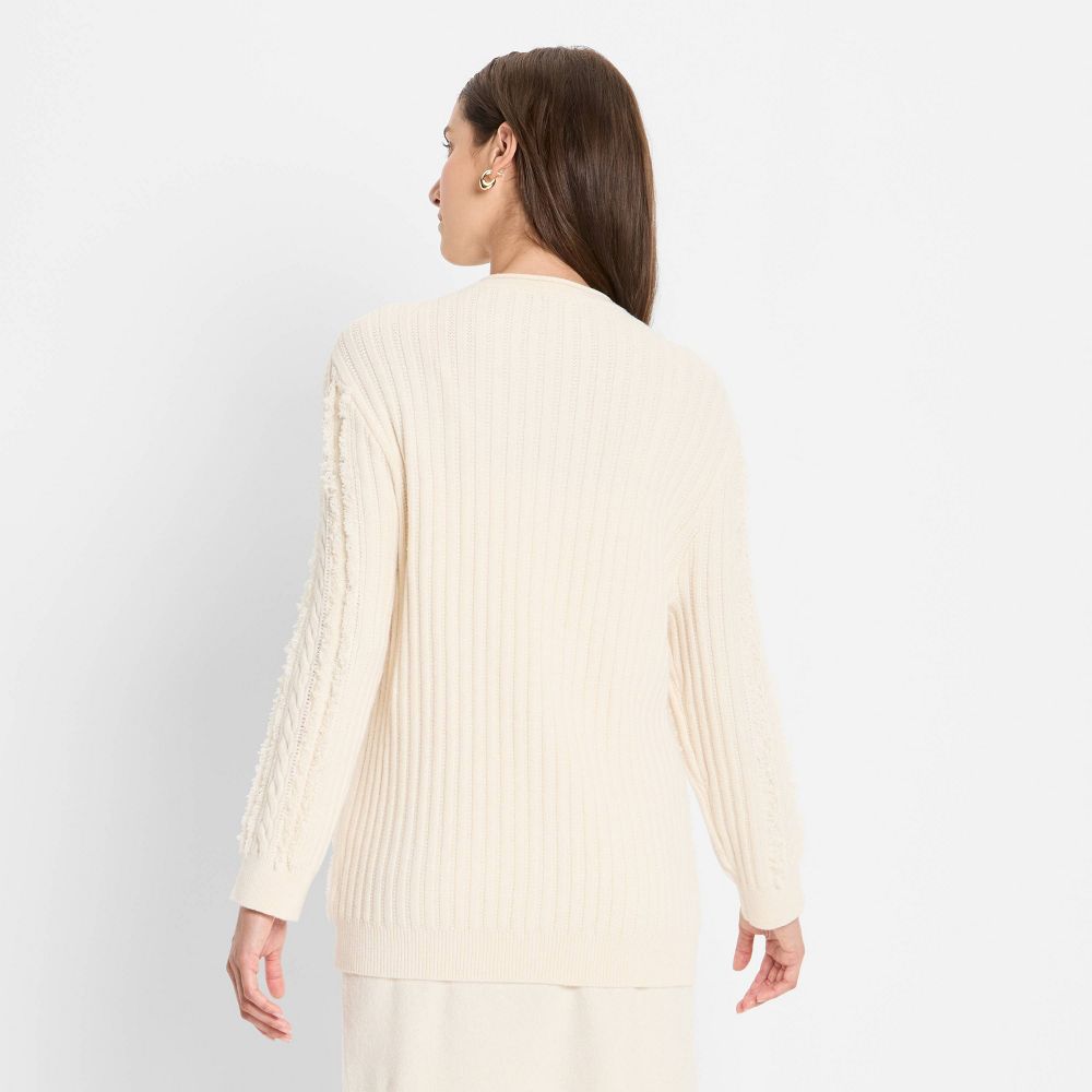 New - Women's Relaxed Cardigan Sweater - Future Collective Cream L