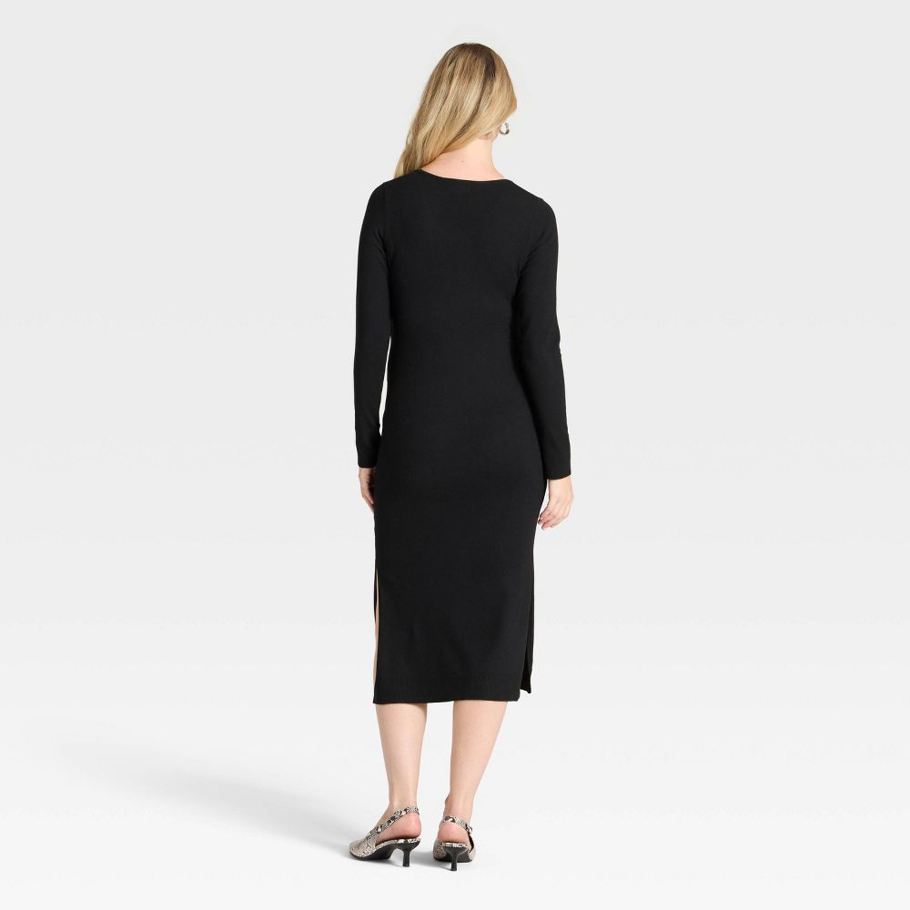 Open Box - Long Sleeve Wrap Midi Maternity Sweater Dress - Isabel Maternity by Ingrid & Isabel™ Black S