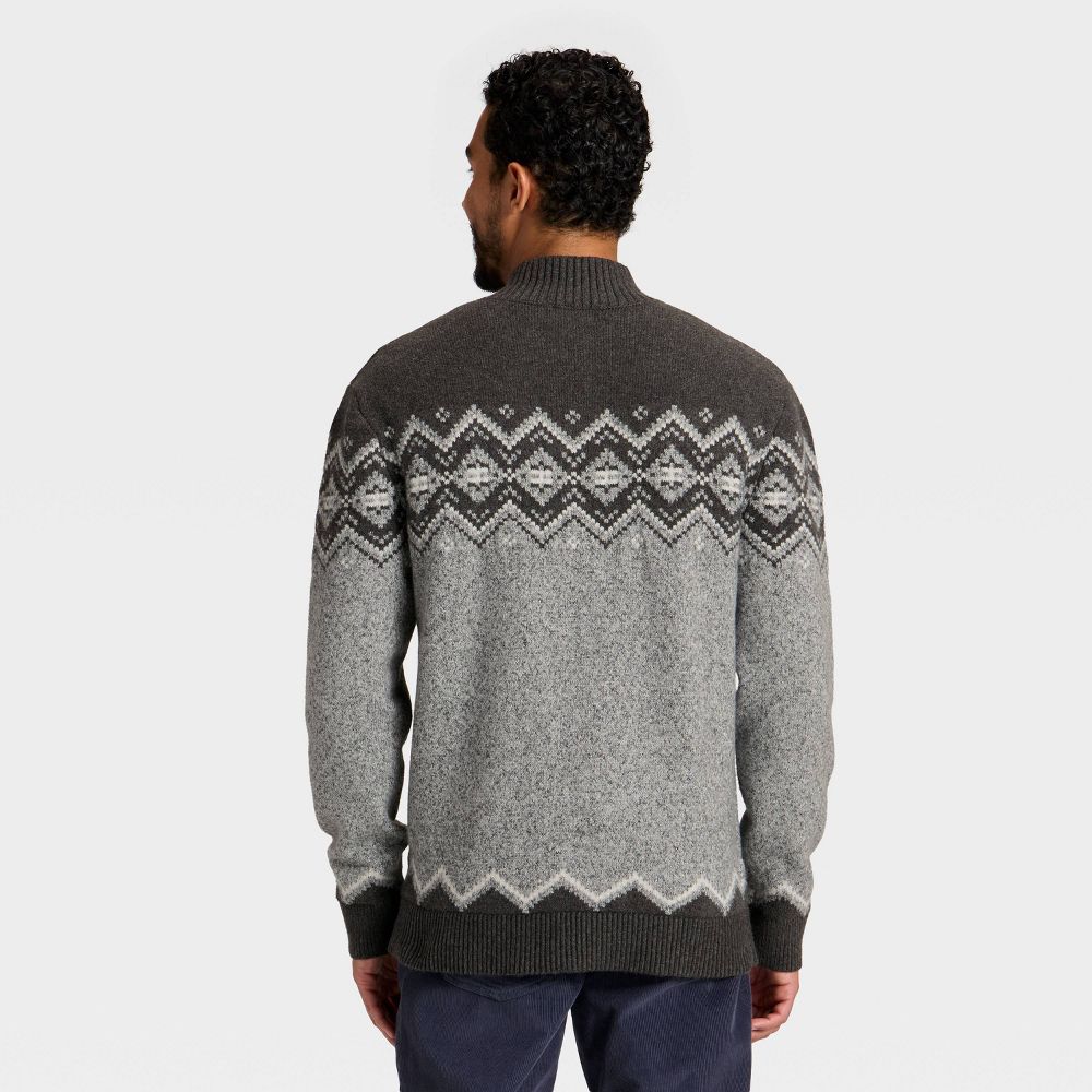 Open Box - Men's Fair Isle Mock Neck Button Sweater - Goodfellow & Co™ Gray M