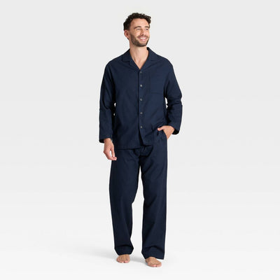 New - Men's Flannel Pajama Set - Goodfellow & Co™ Navy Blue M