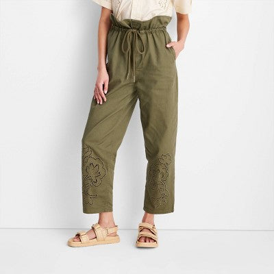 Future Collective w/Jenny K Lopez Olive Green High-Waisted Eyelet Pants Future Collective w/Jenny K LopezBullseye Deals