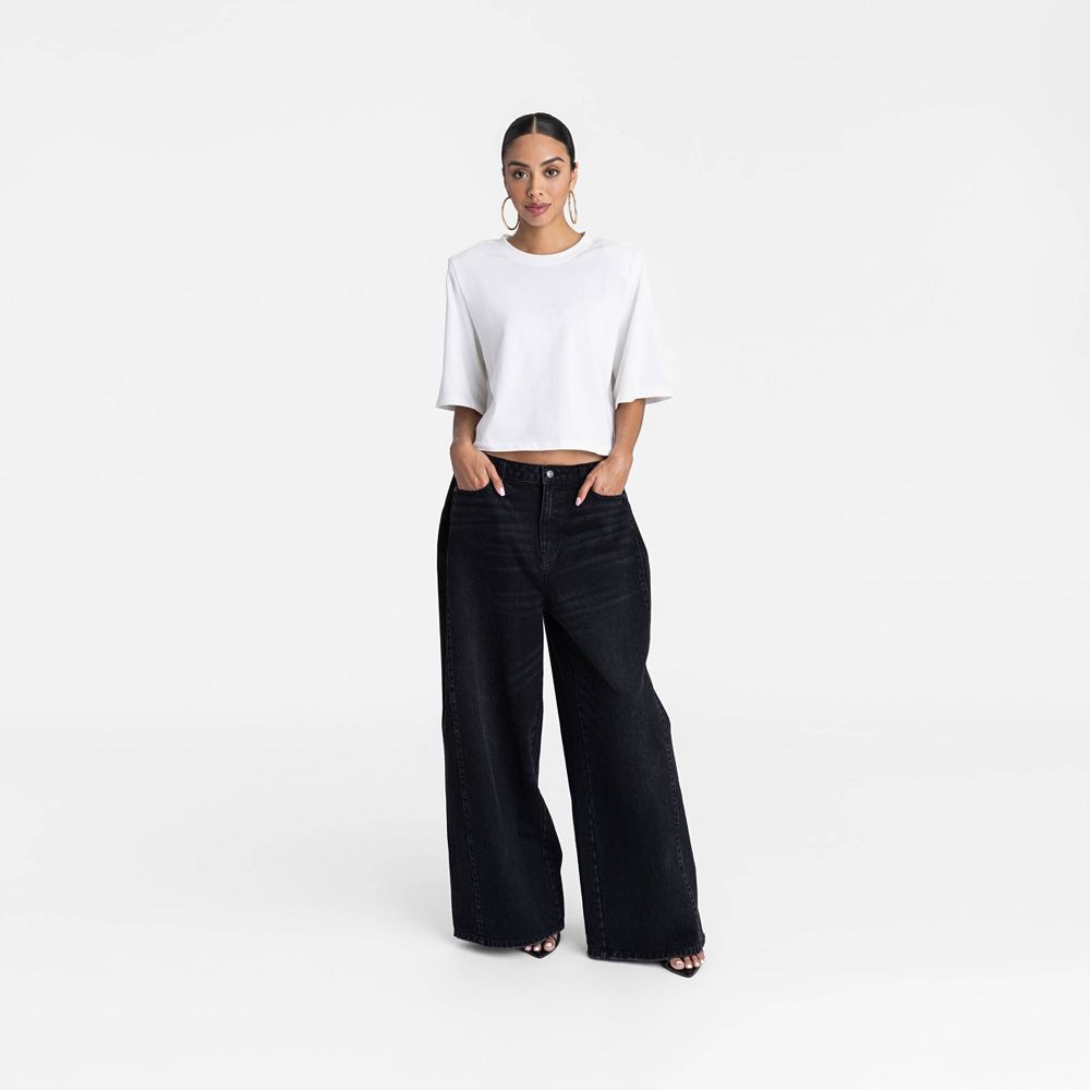 New - KBB by KAHLANA Women's Low-Rise Wide Leg 'The Rachel Jean' - Black Wash 4