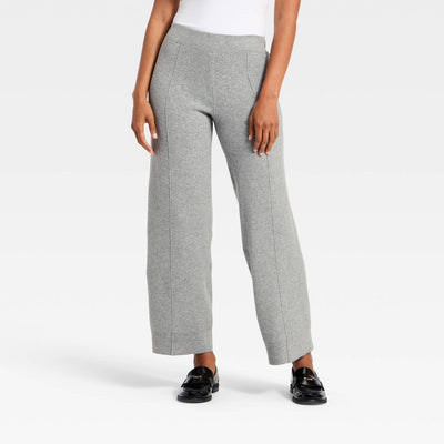 New - Women's Wide Leg Sweater Pants - A New Day™ Heather Gray S