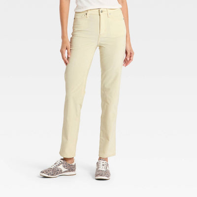 New - Women's Everyday High-Rise Straight Velvet Pants - Universal Thread™ White 8