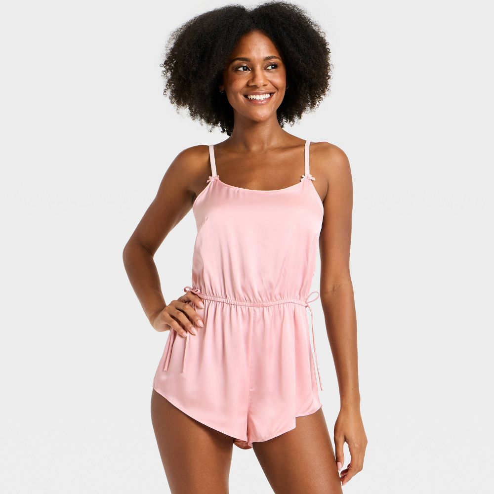 New - Women's Luxury Collection Satin Romper - Auden™ Pink XS