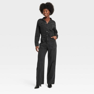 New - Women's Long Sleeve Utility Baggy Denim Jumpsuit - Universal Thread Universal ThreadBullseye Deals